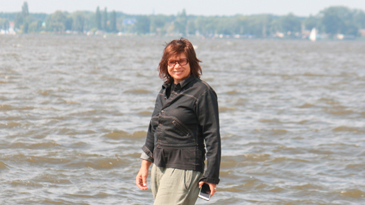 Vira Punia on the Dnipro's River Bank