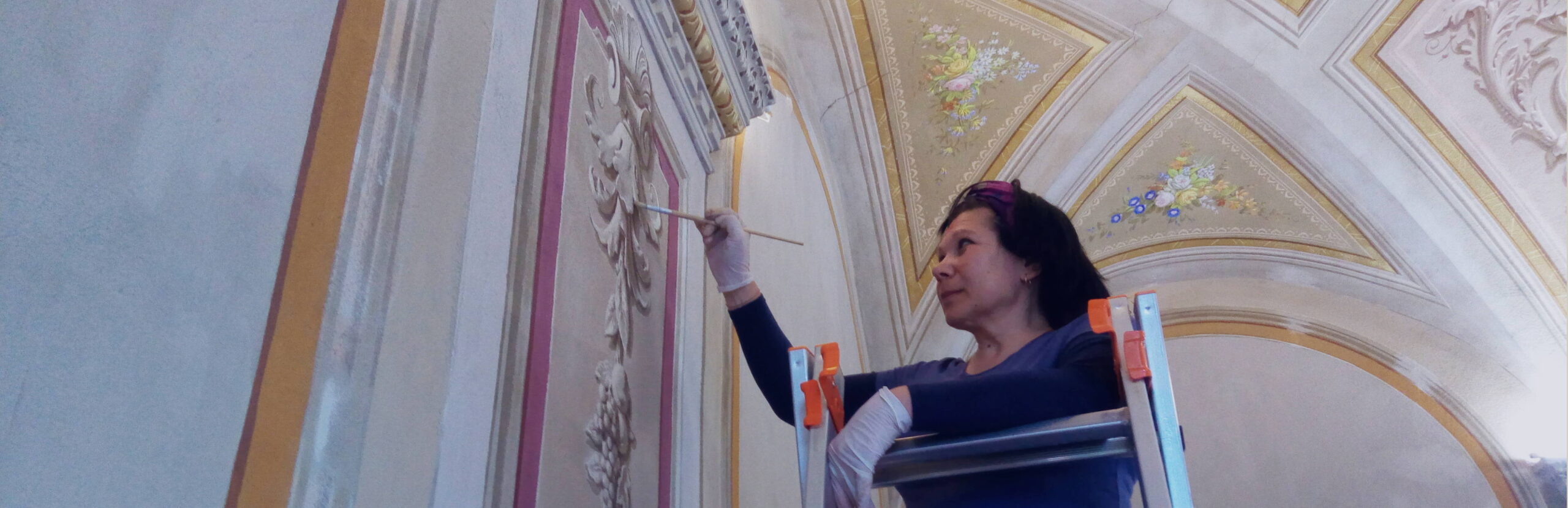 Restoration of frescoes in Palazzo Doria by Vira Punya, Cabella, Italy