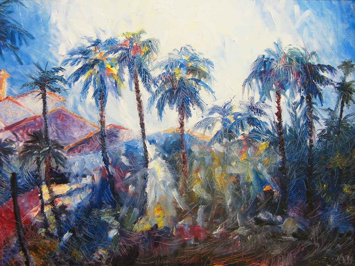Palm Trees In The Evening By Yury Kuznetsov, Photo